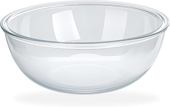 6.3 Qt Large Glass Mixing Bowl, 12.3" Clear Glass Salad Cooking Bowls by MUUBOOX