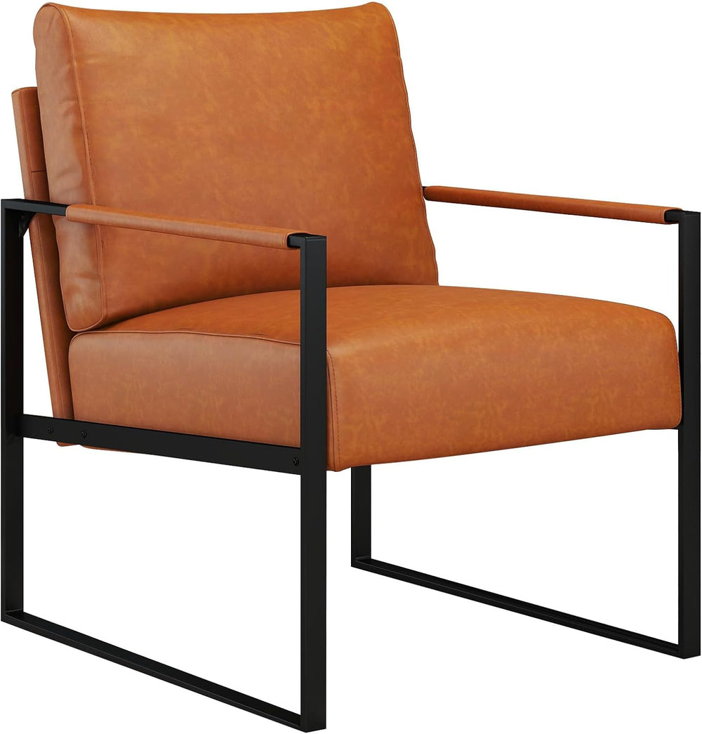 CANMOV Mid Century Modern Accent Chair, PU Leather Armchair with Metal Frame,...