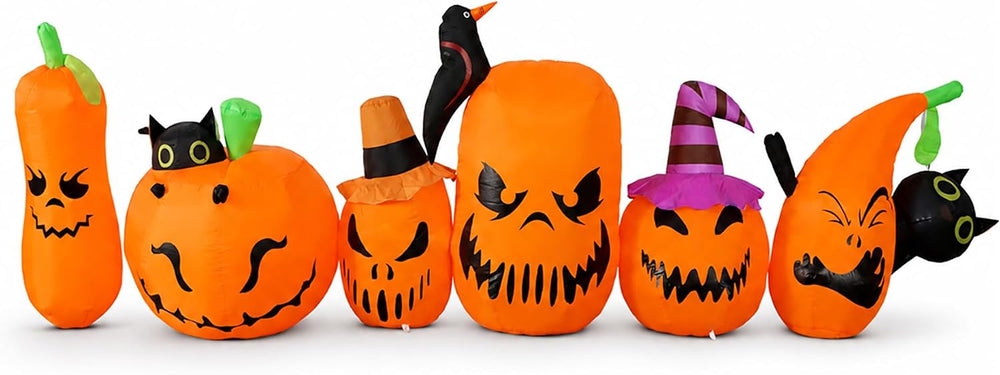 YU FENG 10FT Halloween Inflatable Pumpkin Decorations, Blow Up Pumpkin Family...