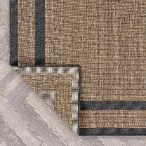 Rugshop Border Jute-Style Indoor Outdoor Area Rug Dark Gray 6'6" x 9...