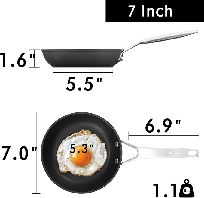 MsMk 7 inch Small Frying Pan, Carbonize also Nonstick Omelette Pan, PFOA Free - Image 2