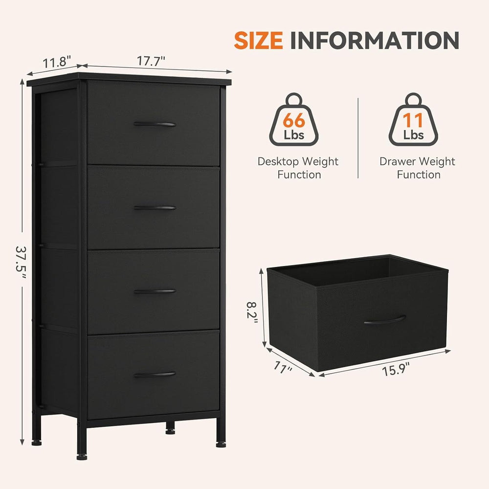 Sweetcrispy 4 Drawer Dresser, Tall Storage Cabinet for Bedroom and Closet