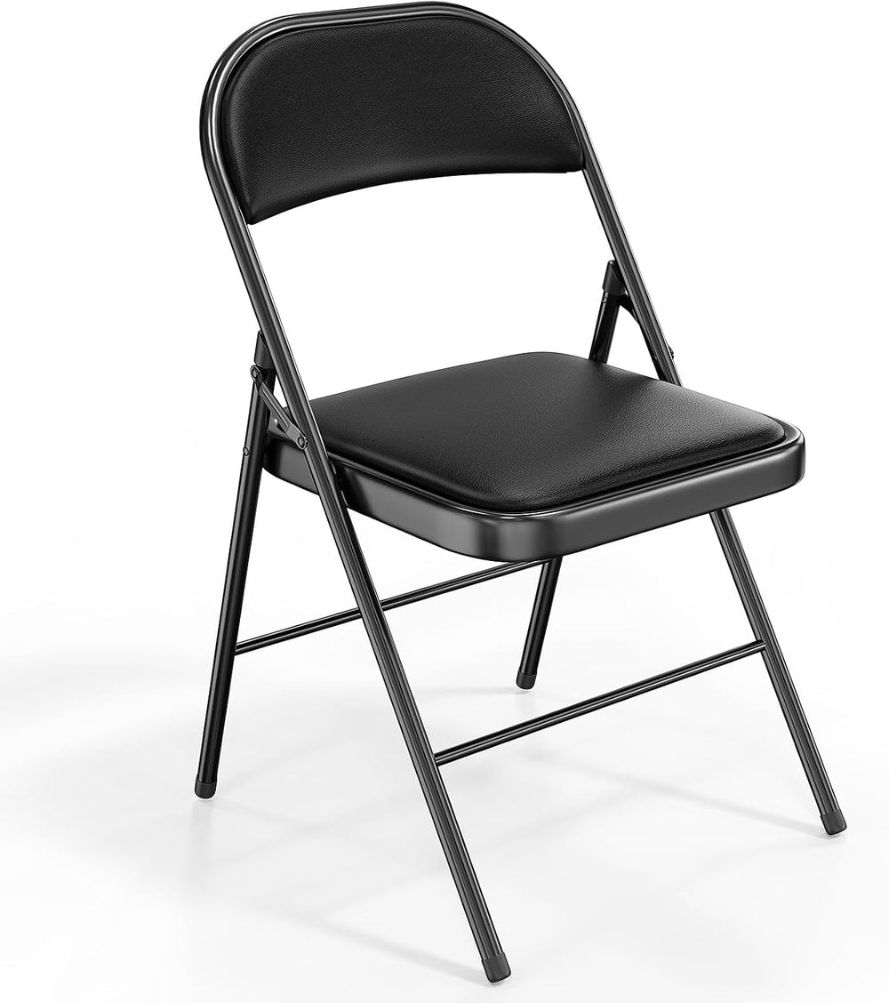 VINGLI 1 Pack Folding Chairs with Padded Seats, Metal Frame with Pu Leather S...
