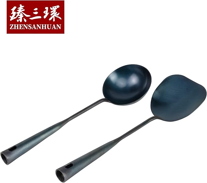 ZhenSanHuan Chinese Traditional HandMade Iron Spatula & Ladle Wok Tool Set - Image 9