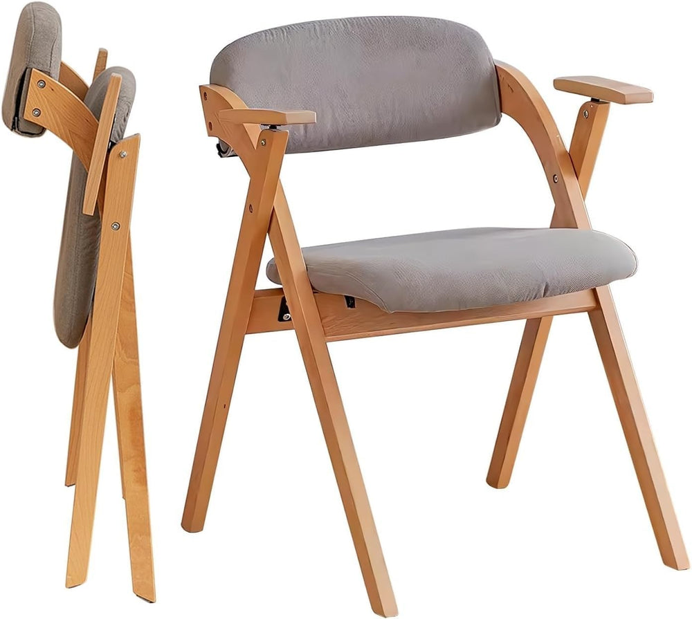 Foldable Chairs with Padded Seats and Solid Wood Frame for Dining Room, Livin...