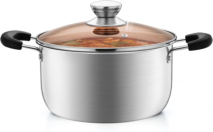 P&P CHEF 4 Qt Stockpot with Lid, Stainless Steel Cooking Stock Pot by PPCHEF