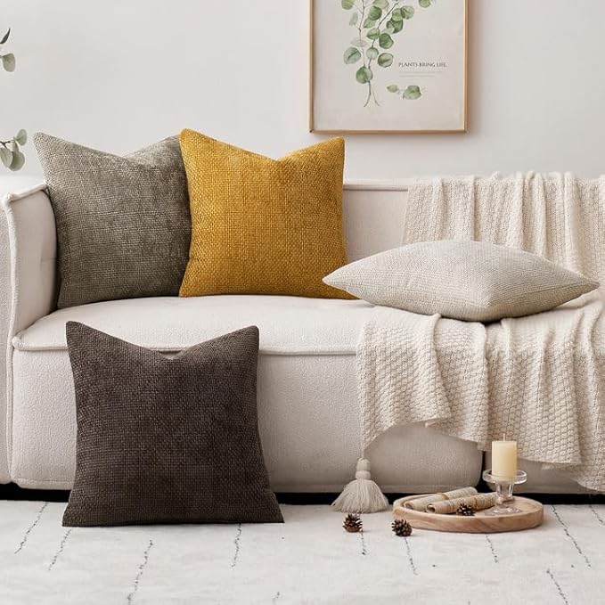 MIULEE Pack of 4 Couch Throw Pillow Covers 20x20 Inch Neutral Gold/Brown Soft - Image 5