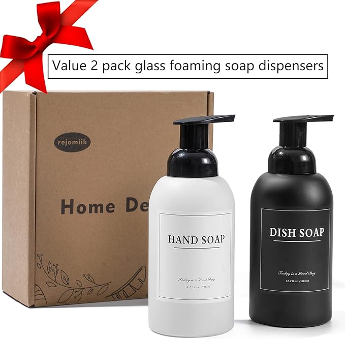 rejomiik 2 Pack Foaming Soap Dispenser Thick Glass Foam Hand Soap Dispenser - Image 6