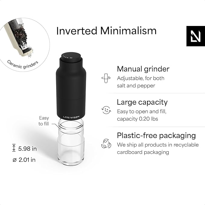 LARS NYSØM Salt and Pepper Grinder Set, Stainless Steel Manual Salt and Pepper - Image 4