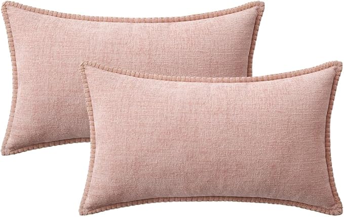 MIULEE Pack of 2 Couch Throw Pillow Covers 12x20 Inch Pink Valentine Farmhouse - Image 6