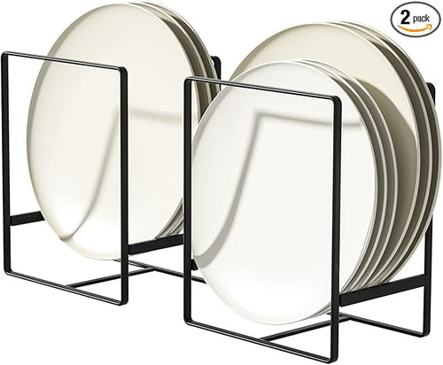 2 Pack Large Plate Holders Organizers Upright Cabinet Dish Drying Racks Metal by Hikinlichi