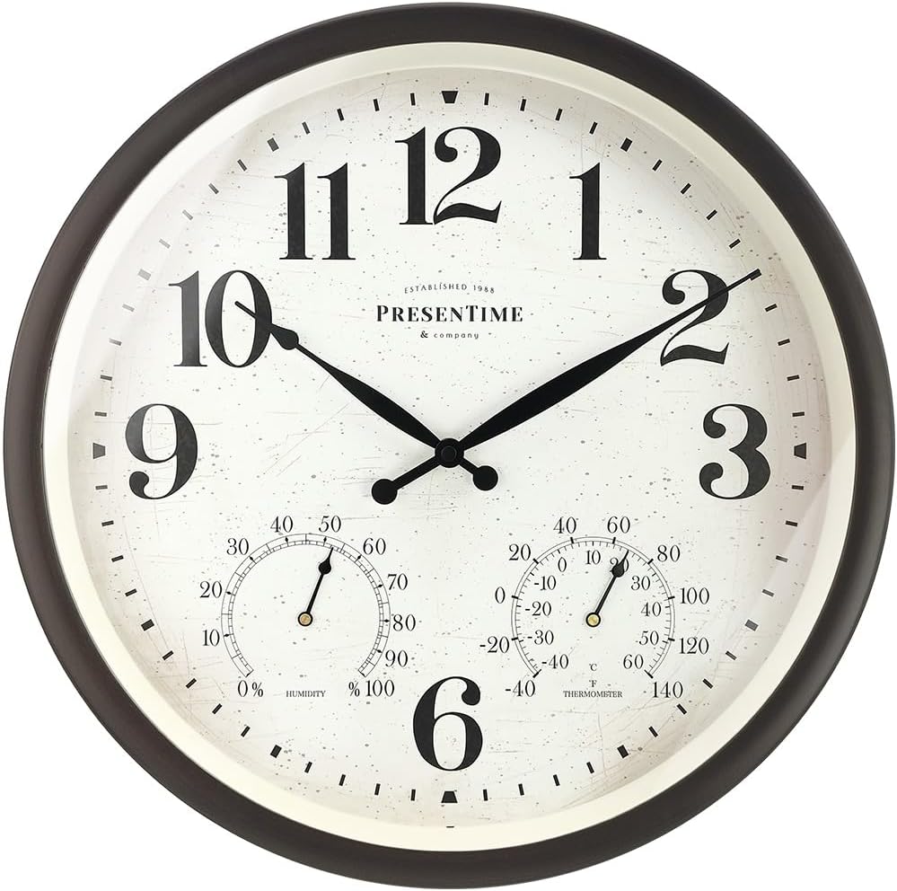 Presentime 16" Farmhouse in/Outdoor Clock
