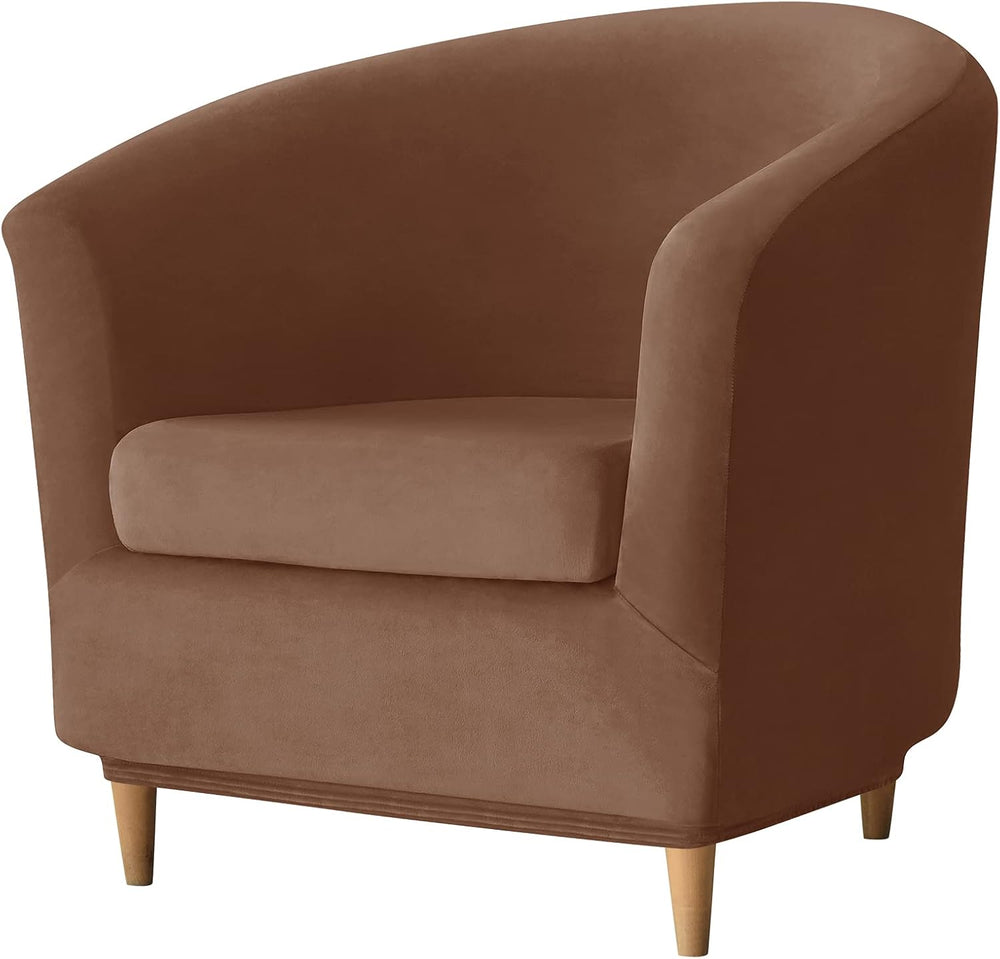 2 Piece Velvet Club Chair Slipcover Stretch Barrel Chair Covers Accent Chair ...