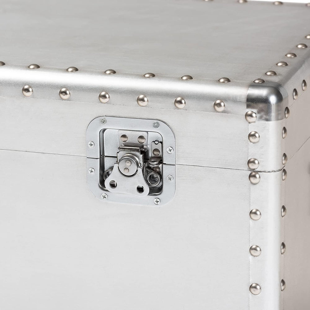 Baxton Studio Serge 13.98-inch High Storage Trunk, Silver
