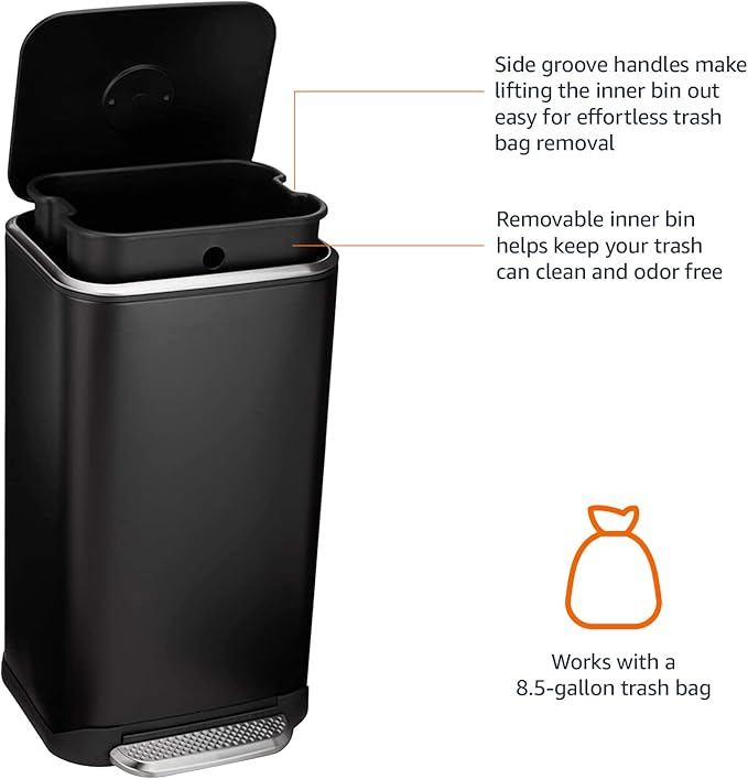 Amazon Basics Rectangular Metal Trash Can - Image 2