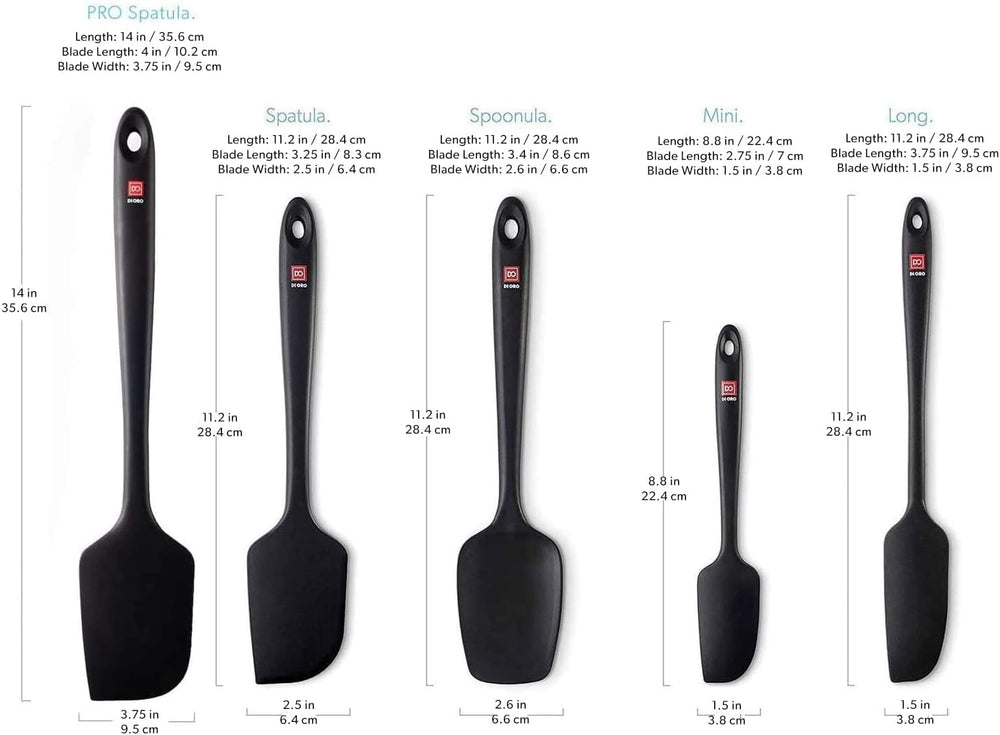 DI ORO Silicone Spatula Set - 600F Heat Resistant, 5-Pc Black