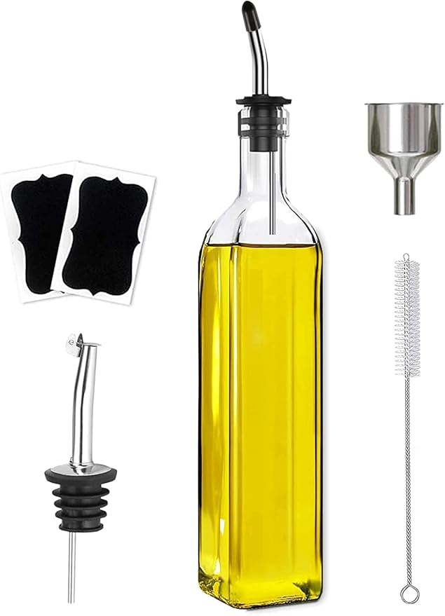 Leaflai Olive Oil Dispenser Bottle, 2 Labels, 1 Brush and 1 Funnel Oil Bottles by Unknown