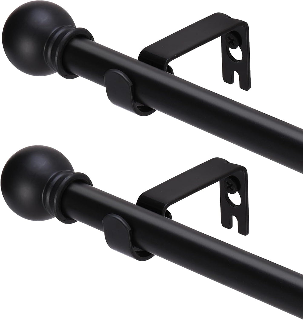 GXOACKJ 2 Pack Black Curtain Rods for windows 28 to 78 inch, 5/8 inch Splicin...
