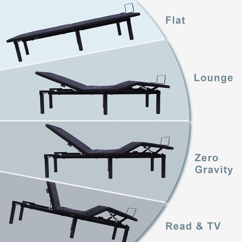 Fromann Adjustable Bed Frame Queen Bed Base for Bedroom, No Tools Assembly