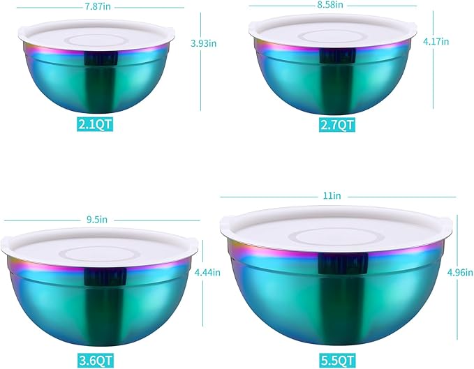 4 Piece Rainbow Mixing Bowls
