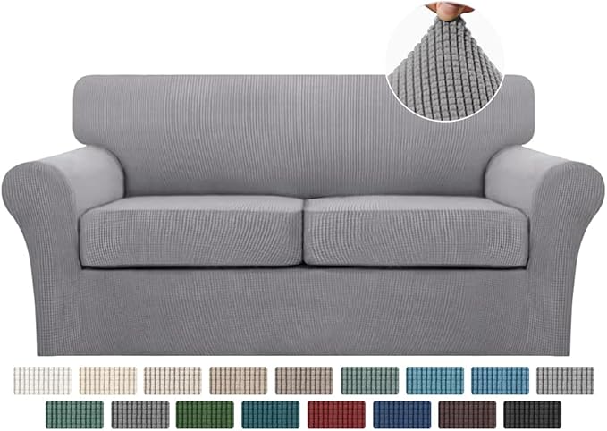 Turquoize 3 Piece Sofa Covers for 2 Cushion Couch Sofa Slipcover Soft Couch by Turquoize