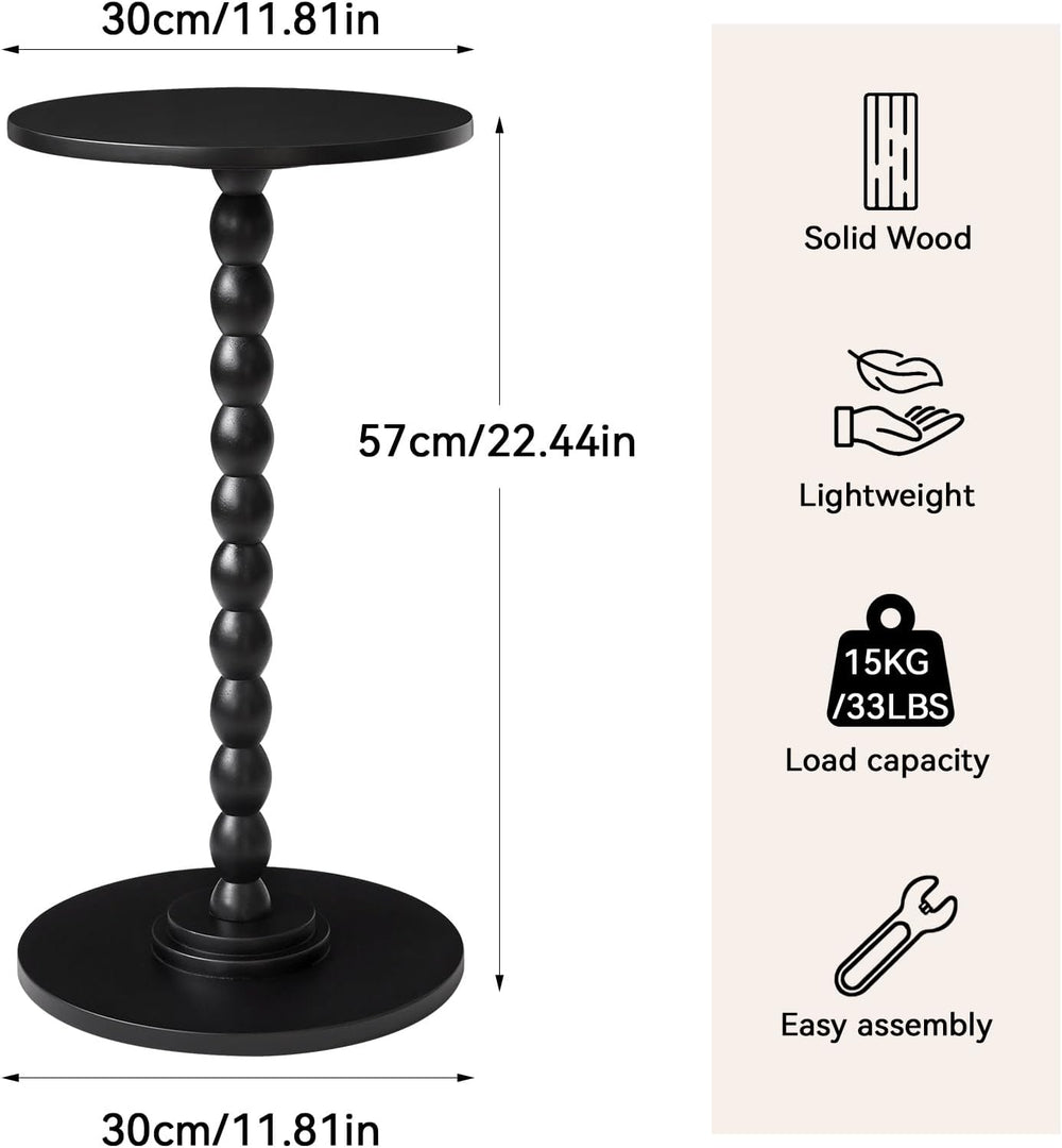 Aibiju Round Side Table, Solid Wood Drink Table, Modern Minimalist Bedside Ta...