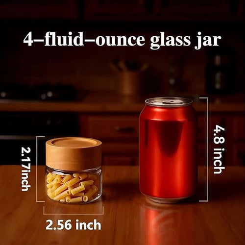 6-Pack 4 fl oz Stackable Airtight Glass Jars – Small Mason Jars designed - Image 2