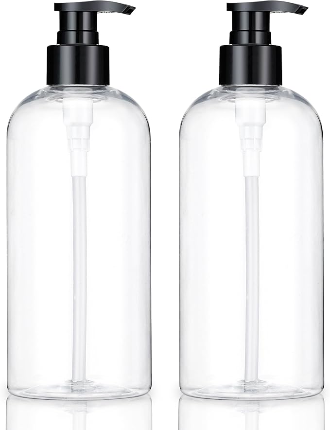 Empty Plastic Pump Bottles Dispenser 2 Pack Clear Refillable Pump Bottle by KREMORV