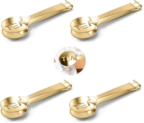 4Pcs Gold Tea Bag Squeezer, Stainless Steel Clip On Strainer, Tea Spoon Tongs by CCDANSIYUCR