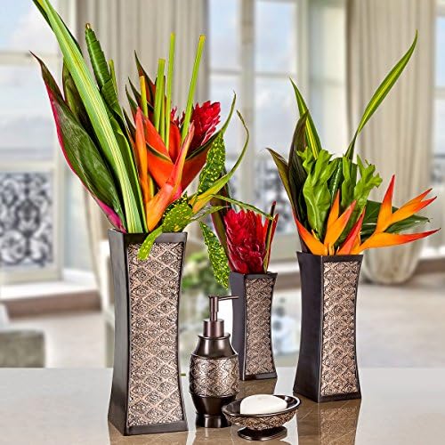 Creative Scents Dublin Brown Vases for Decor Centerpieces - Set of 3 Flower V...