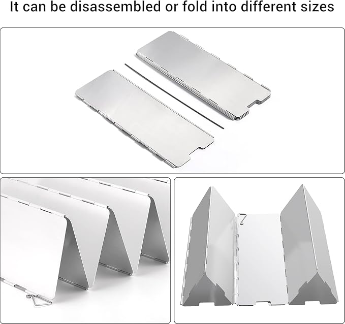 Camp Stove Windscreen, Ohuhu Camping Stove Windscreen 8/10/12 Plates Aluminum - Image 5