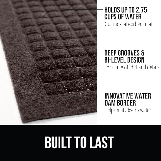 GORILLA GRIP® Ultra Absorbent Front Door Mat Outside Entrance 72x24, Traps Dirt - Image 2