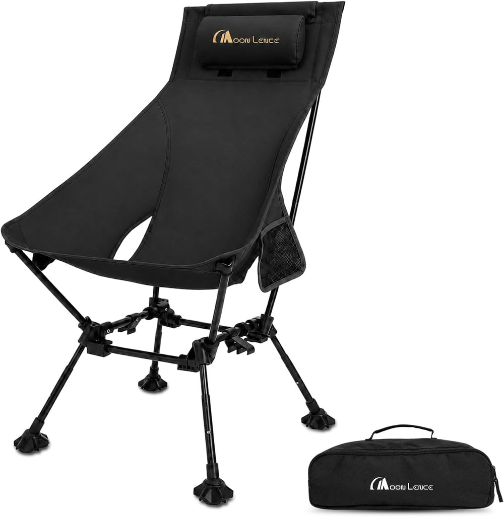 MOON LENCE High Back Folding Camping Chairs, Height-Adjustable, Widened Seat,...