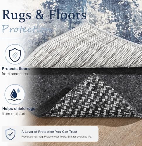 5x7 Non Slip Rug Pad Gripper Cushioned Carpet Pads | Ideas for Hardwood Floors, Thick Felt Liner with Silicone Backing, Under Area Rugs Anti Skid Mat Keep Rugs in Place and Safe