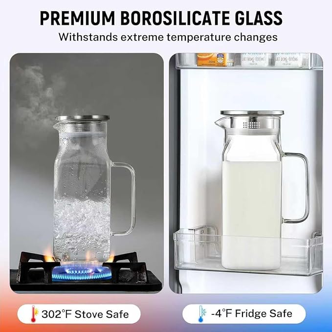 2 Pack 2 Liters/68 oz Square Glass Pitcher - Image 3