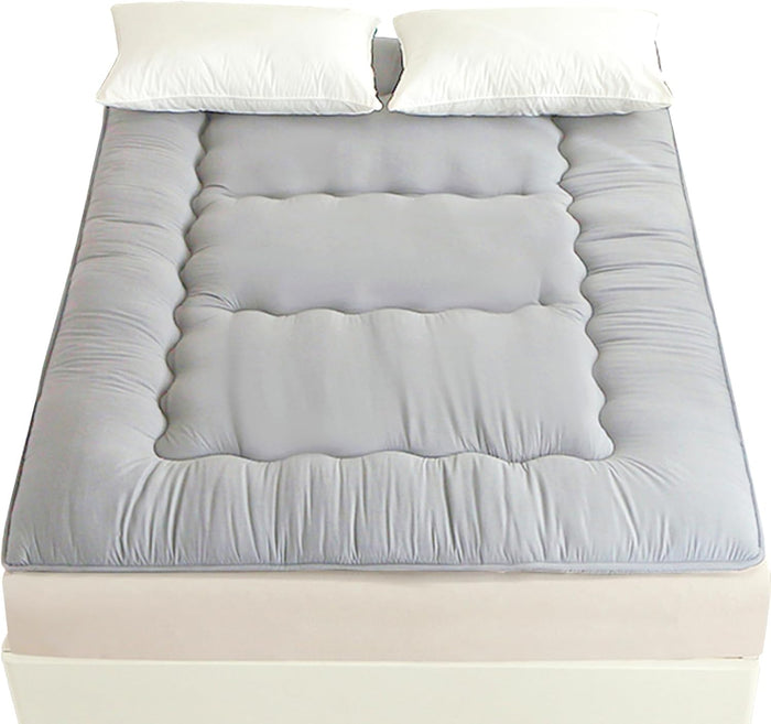 Futon Mattress, Japanese Floor Mattress,Japanese Floor Bed,Tatami Foldable Bed,Roll Up Sleeping Pad for Adults Guest Room Bedroom (Lgrey, Twin)