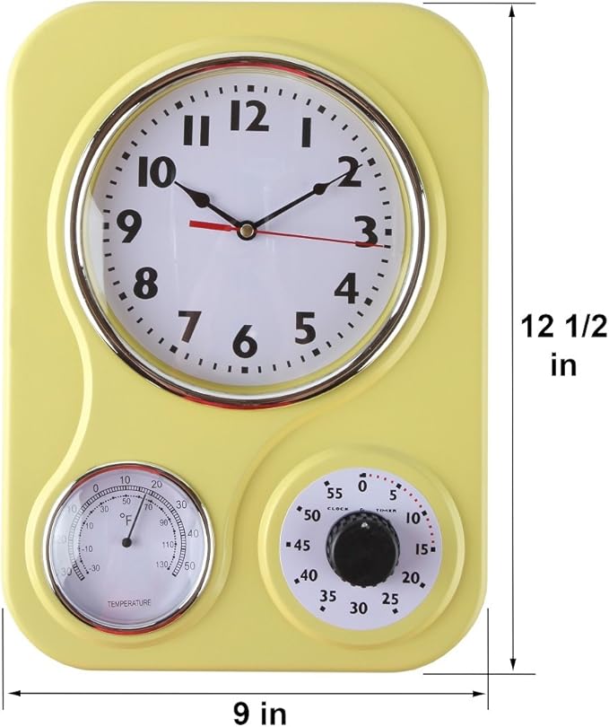 Lily's Home - 9.5 Inch x 12.5 Inch - Retro Kitchen Wall Clock, Vintage Wall - Image 4