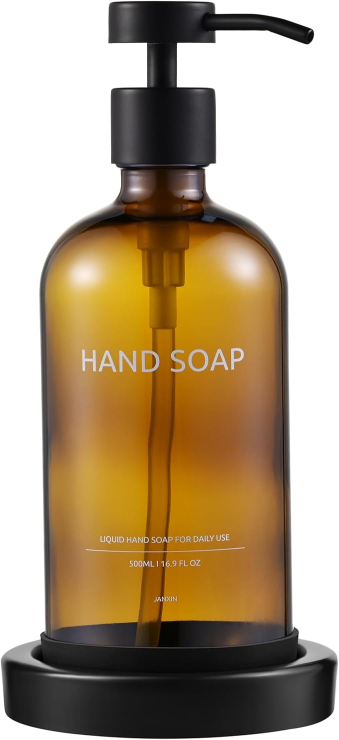 Glass Soap Dispenser Bathroom Set by Janxin, Foaming Kitchen soap Dispenser by Janxinmakeyouloveyourhome