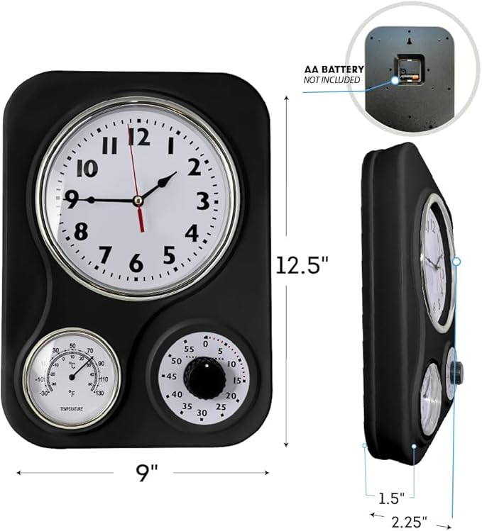 Lily's Home - 9.5 Inch x 12.5 Inch - Retro Kitchen Wall Clock, Vintage Wall - Image 2