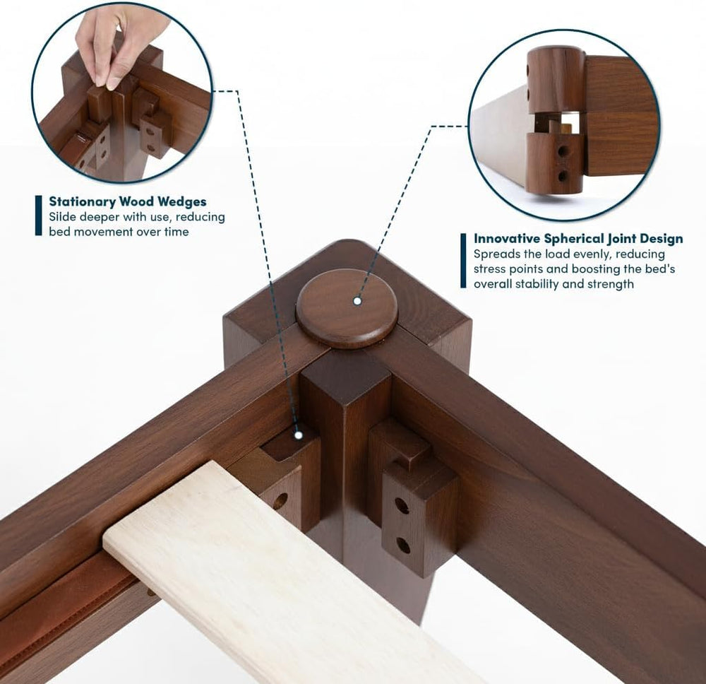 Thor Japanese Joinery Bed Frame King, Solid Wood (Walnut)