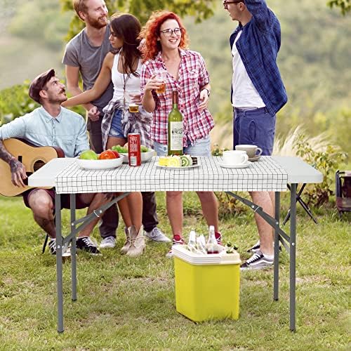 SUPER DEAL Portable 4 Foot Plastic Folding Table, Small Indoor Outdoor Heavy ...