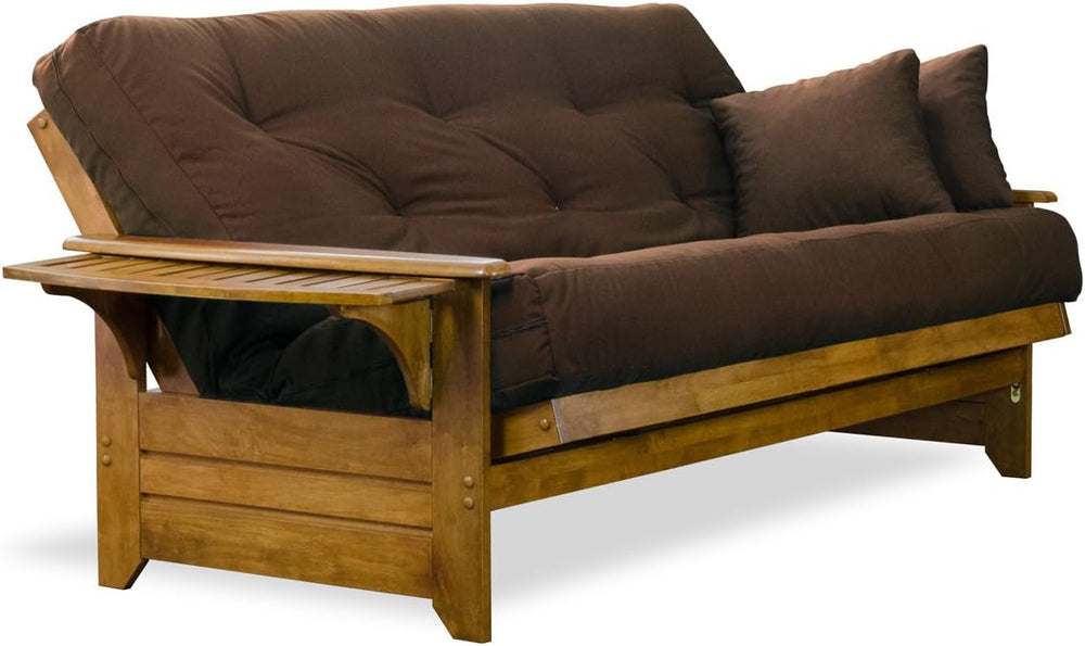 Brentwood Tray Arm Queen Size Wood Futon Frame - Heritage Finish