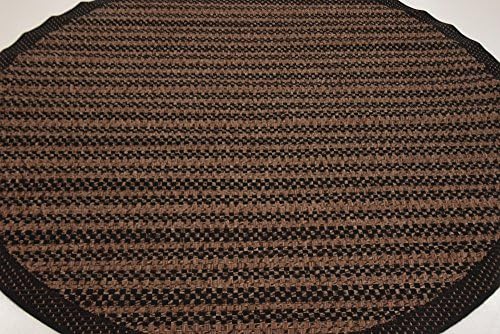 Unique Loom Outdoor Border Collection Area Rug - Checkered (6' Round, Bro...