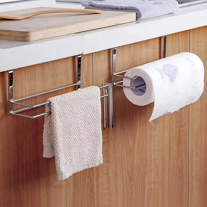 Paper Towel Hanger Holder Stainless Steel Kitchen Roll Paper Towel Holder - Image 7