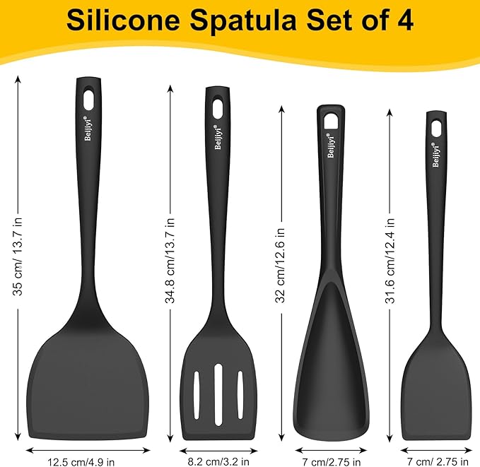Beijiyi Silicone Spatula Set of 4, 600°F Heat Resistant, BPA Free Kitchen - Image 2