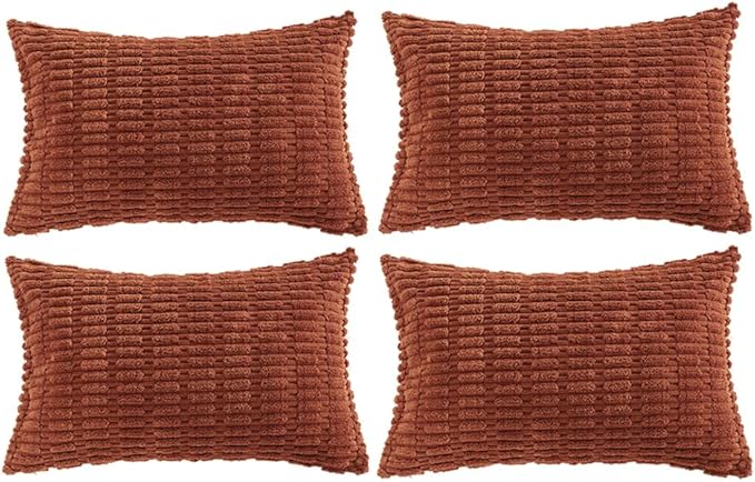 Fancy Homi 4 Packs Rust Long Lumbar Decorative Throw Pillow Covers 14x24 Inch by Fancy+Homi