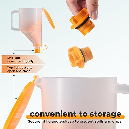 FOUR UNCLES 1.5L Oil Funnel Kit, Universal No-Spill Engine Oil Funnel - Image 6