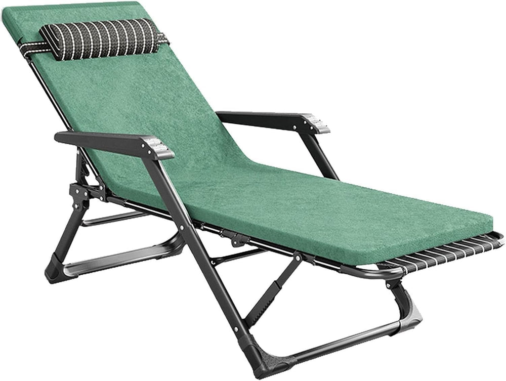 Lawn Recliner Folding Portable Chaise Lounge, Gravity Chair with Detachable L...