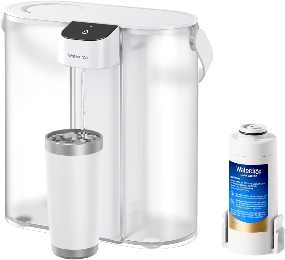 Waterdrop ED02W Compact Electric Water Filter Pitcher, 200-Gallon Rechargeable