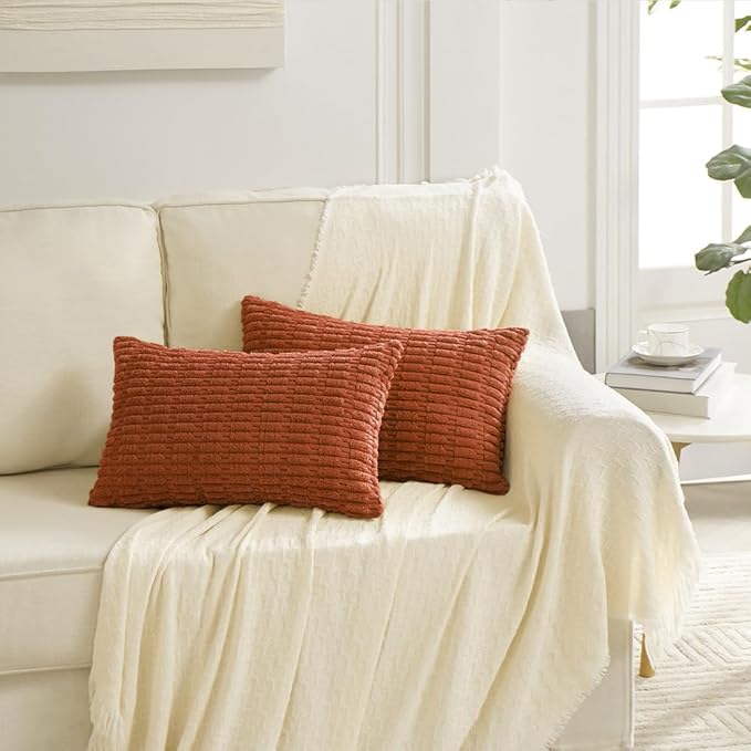 Fancy Homi 4 Packs Boho Burnt Orange Fall Decorative Throw Pillow Covers 16x24 - Image 6